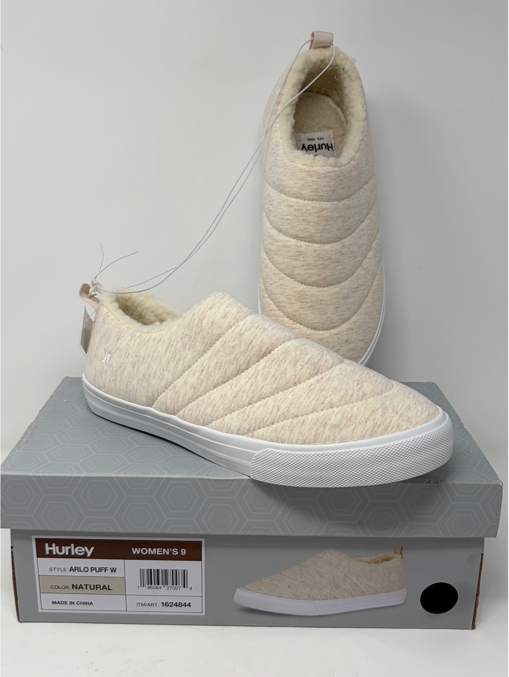 Hurley Arlo Puff W Women's Slip-On Shoes Natural Size 9